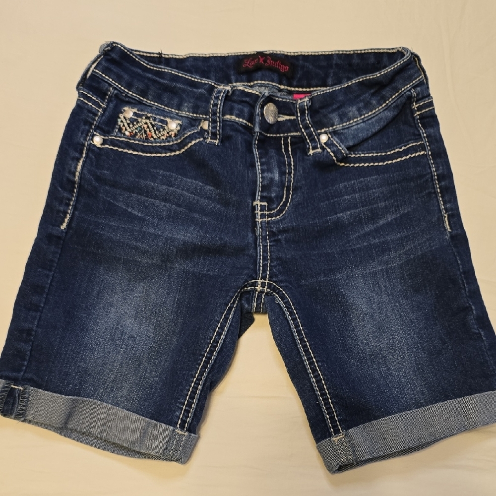 Love Indigo Girls Dark Wash Denim Bermuda Shorts Size 8